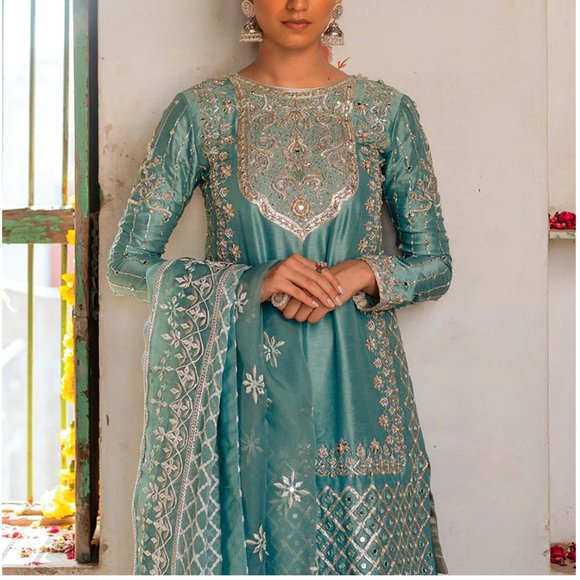 Faiza Saqlain Dresses & Skirts - Norani - Faiza Saqlain - Teal/Seagreen/Blue